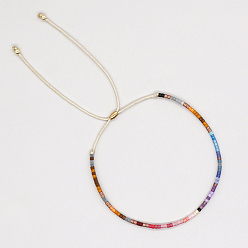 Colorful Glass Seed Braided Bead Bracelet, Adjustable Bracelet, Colorful, No Size
