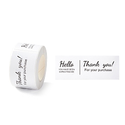 Black Thank You Stickers Roll, Rectangle Paper Purchase Tag Stickers, Adhesive Labels Stickers, Black, 3.3cm, Stickers: 80x30x0.1mm, about 120pcs/roll