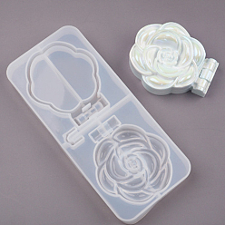 Fleur Moules en silicone porte-miroir bricolage, moules de résine, rose, fleur, 138x71x15mm