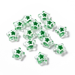 Зеленый Бусины лэмпворк , звезда, зелёные, 11~12.5x11~12.5x5.5~6 мм, отверстие : 1 мм