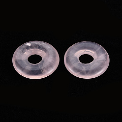 Quartz Rose Naturel a augmenté pendentifs en quartz, disque de donut / pi, 18x4.5~5.5mm, Trou: 5.5mm