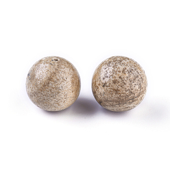 Jaspe Image Picture naturelles perles de jaspe, ronde, 15.5~16.5mm, Trou: 1mm