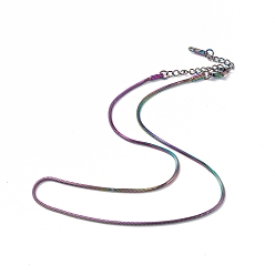 Rainbow Color Ion Plating(IP) 304 Stainless Steel Round Snake Chain Necklace for Men Women, Rainbow Color, 15.75 inch(40cm)