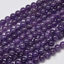 Améthyste Améthyste rangées de perles rondes naturelles, 8mm, Trou: 1mm, Environ 46 pcs/chapelet, 15.5 pouce