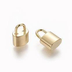 Oro 304 encantos de acero inoxidable, candado, dorado, 12.5x7.5x5 mm, agujero: 3x4.5 mm