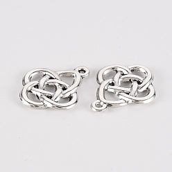 Antique Silver Tibetan Style Alloy Pendants, Lead Free & Cadmium Free, Chinese Knot, Antique Silver, 20x16x1.5mm, Hole: 1.2mm, about 420pcs/500g