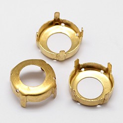 Golden Flat Round Brass Sew on Prong Settings, Claw Settings for Pointed Back Rhinestone, Open Back Settings, Golden, 14x0.4mm, Fit for 14mm cabochons