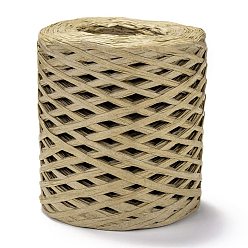 Dark Khaki Raffia Ribbon, Packing Paper String, for Gift Wrapping, Party Decor, Craft Weaving, Dark Khaki, 3~4mm, about 200m/roll