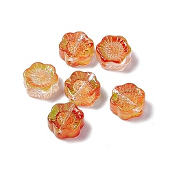 Rouge Orange Des perles de verre électrolytique, tournesol, pour la fabrication de bijoux, rouge-orange, 12.5x11.5x6mm, Trou: 1mm