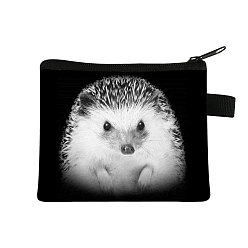 Hedgehog Realistic Animal Pattern Polyester Clutch Bags, Change Purse with Zipper, for Women, Rectangle, Hedgehog, 13.5x11cm