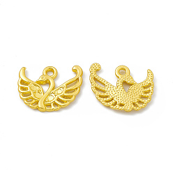 Matte Gold Color Rack Plating Alloy Charms, Cadmium Free & Lead Free & Nickle Free, Swan Charms, Matte Gold Color, 14x18x1.8mm, Hole: 1.6mm