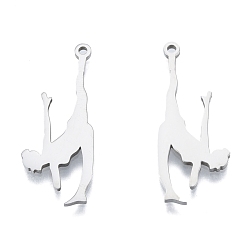 Stainless Steel Color 201 Stainless Steel Pendants,  Dancer, Stainless Steel Color, 32.5x13x1.5mm, Hole: 1.5mm