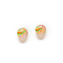 Smiling Face Transparent Acrylic Bead, Bead in Bead, Round, Smiling Face Pattern, 16mm