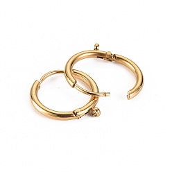Real 14K Gold Plated 316 Surgical Stainless Steel Huggie Hoop Earring Findings, with Vertical Loop, Ring, Real 14K Gold Plated, 20 Gauge, 15x13.5x1.5mm, Hole: 1mm, Pin: 1mm