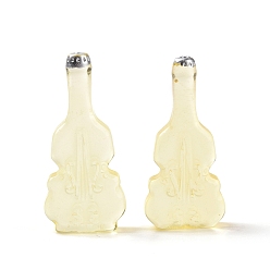 Yellow Violin Shape Dummy Wine Bottle Resin Cabochon, Yellow, 36.5x17x8mm