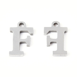 Letter F 201 encantos de acero inoxidable, alfabeto, letter.f, 9x5.5x1 mm, agujero: 1 mm