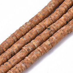 Sandy Brown Handmade Polymer Clay Bead Strands, Heishi Beads, for DIY Jewelry Crafts Supplies, Disc/Flat Round, Sandy Brown, 6x0.5~1mm, Hole: 2mm, about 320~450pcs/strand, 15.35 inch~16.92 inch(39~43cm)