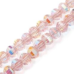 Pink Perles en verre electroplate, facette, de couleur plaquée ab , rondelle, rose, 8x6mm, Trou: 1.2mm, Environ 80 pcs/chapelet, 19.13'' (48.6 cm)