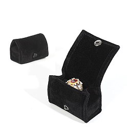 Noir Boîtes de rangement de bijoux en velours arc, étui de voyage portable avec fermoir à pression, pour porte-boucles d'oreilles, cadeau pour les femmes, noir, 3.1x6.2x4.1 cm