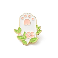 Paw Print Alloy Brooches, Enamel Pins, for Backpack Cloth, Cat Theme, Paw Print, 26x22x1.5mm