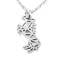 Stainless Steel Color 201 Stainless Steel Pendant Necklaces, with Cable Chains, Unicorn, Stainless Steel Color, 15.7 inch(40cm), 1.5mm, Unicorn: 21.5x10x1mm