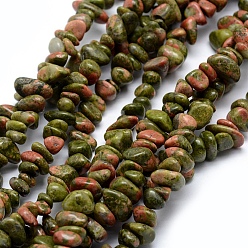 Unakite Natural Unakite Beads Strands, Chip, 5~8mm, Hole: 1mm, about 33 inch(84cm)