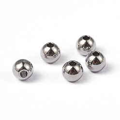 Stainless Steel Color Round 202 Stainless Steel Beads, Stainless Steel Color, 5x4.5mm, Hole: 1.5mm