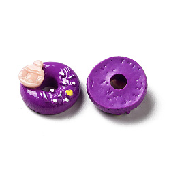 Purple Opaque Resin Imitation Food Decoden Cabochons, Donut, Purple, 19~20x8~10.5mm