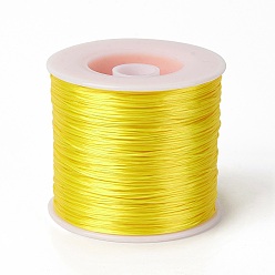 Желтый 400 m плоская эластичная хрустальная струна, эластичная нить для бисера, для изготовления эластичного браслета, желтые, 0.2 мм, шириной 1 мм , около 446.81 ярдов (400 м) / рулон