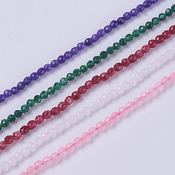 Mixed Color Natural Jade Beads Strands, Faceted, Round, Mixed Color, 3~3.5x2.5~3mm, Hole: 0.3mm, about 114~141pcs/strand, 15.1~16.4 inch(38.4~41.8cm)