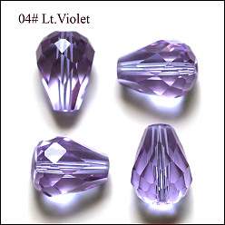 Lilas Imitations de perles de cristal autrichien, grade de aaa, facette, goutte , lilas, 8x10mm, Trou: 0.9~1mm