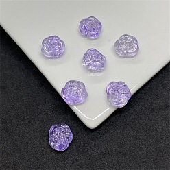 Lilac Glitter Lampwork Beads, Rose, Lilac, 12.5x14x9mm, Hole: 1.2mm