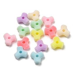 Mixed Color Flocky Acrylic Beads, Mixed Color, 9.5x10.5x4.5mm, Hole: 2mm