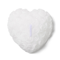 Blanc Bougeoir en paraffine, pour Saint Valentin, Décoration de mariage, cœur, blanc, 7.7x7.8x2.45 cm