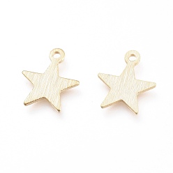 Golden Brass Charms, Long-Lasting Plated, Star, Golden, 12x10x1mm, Hole: 1mm