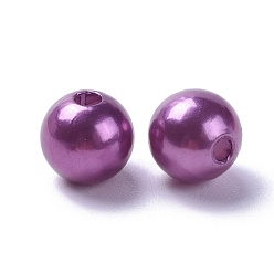 Purple Imitation Pearl Acrylic Beads, Dyed, Round, Purple, 12x11.5mm, Hole: 2.7mm, about 480~530pcs/pound