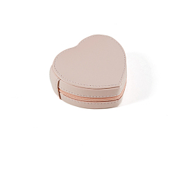 Pink PU Leather Jewelry Set Zipper Boxes, Velvet Inside, for Wedding, Jewelry Storage Case, Pink, 10x9x5cm