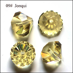 Caqui Claro Imitación perlas de cristal austriaco, aaa grado, facetados, diamante, caqui claro, 6x4 mm, agujero: 0.7~0.9 mm