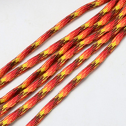 Rouge Orange 7 âmes intérieures cordes en polyester et spandex, pour la fabrication de bracelets en corde, rouge-orange, 4mm, environ 109.36 yards (100m)/paquet, 420~500g / bundle