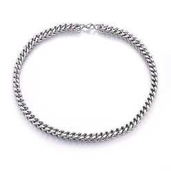 Stainless Steel Color 304 Stainless Steel Wheat Chain Necklaces, with Lobster Claw Clasps, Stainless Steel Color, 24.02 inch(61cm), 10mm