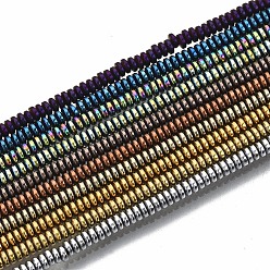 Color mezclado Electroplate no magnéticas de hematita sintética hebras de cuentas, Disco redondo plano, color mezclado, 2x1 mm, agujero: 0.8 mm, sobre 450~456 unidades / cadena, 15.75 pulgada ~ 15.94 pulgada (40 cm ~ 40.5 cm)