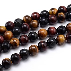 Tiger Eye Natural Gemstone Round Bead Strands, Tiger Eye, 14mm, Hole: 1mm, about 28pcs/strand, 16 inch