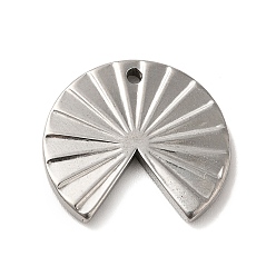 Stainless Steel Color 304 Stainless Steel Pendants, Fan Charm, Stainless Steel Color, 18x20x2mm, Hole: 1.3mm