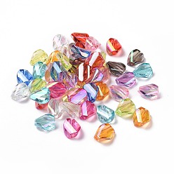 Mixed Color Transparent Acrylic Beads, Twist Oval, Mixed Color, 15x13x6mm, Hole: 2.5mm