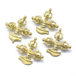Raw(Unplated) Brass Pendants, Dorje Vajra for Buddha Jewelry, Lead Free & Cadmium Free & Nickel Free, Raw(Unplated), 23.5x23.5x5mm, Hole: 1.5mm