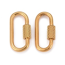 Golden 304 Stainless Steel Screw Carabiner Lock Charms, for Necklaces Making, Oval, Golden, 22x11x4mm, Screw: 7x4mm