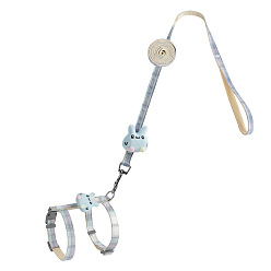 Light Blue Cat Harness and Leash Set, Cloth Belt Traction Rope Cat Escape Proof with Plastic Adjuster and Alloy Clasp, Adjustable Harness Pet Supplies, Light Blue, Inner Diameter: 18~32mm, Rope: 10mm