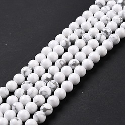 Howlite Synthetic Howlite Beads Strands, Round, 6mm, Hole: 1.2mm, about 64pcs/strand, 14.96''(38cm)