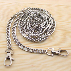Platino Correas de cadena de bolso de hierro, con broches de aleación, para reemplazo de bolso o bandolera, Platino, 120x0.7x0.13 cm