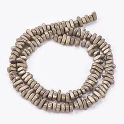 Antique Bronze Plated Electroplate Non-magnetic Synthetic Hematite Beads Strands, Frosted, Nuggets, Antique Bronze Plated, 4~6x4~6x3mm, Hole: 0.8mm, about 135pcs/strand, 16.34 inch(41.5cm)